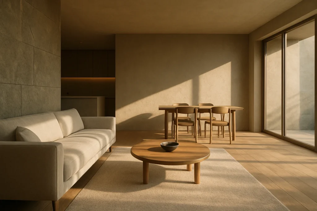 Modern architectural interior illuminated by natural light